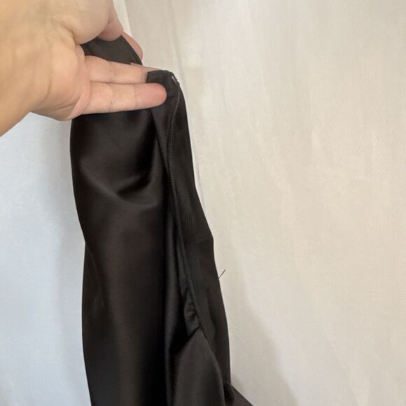 Women’s Unbranded One Shoulder Black Slip Dress Thigh High Slit Size Small - Picture 14 of 15